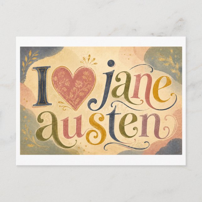 "Jag [Hjärta] Jane Austen" Vykort (Framsida)