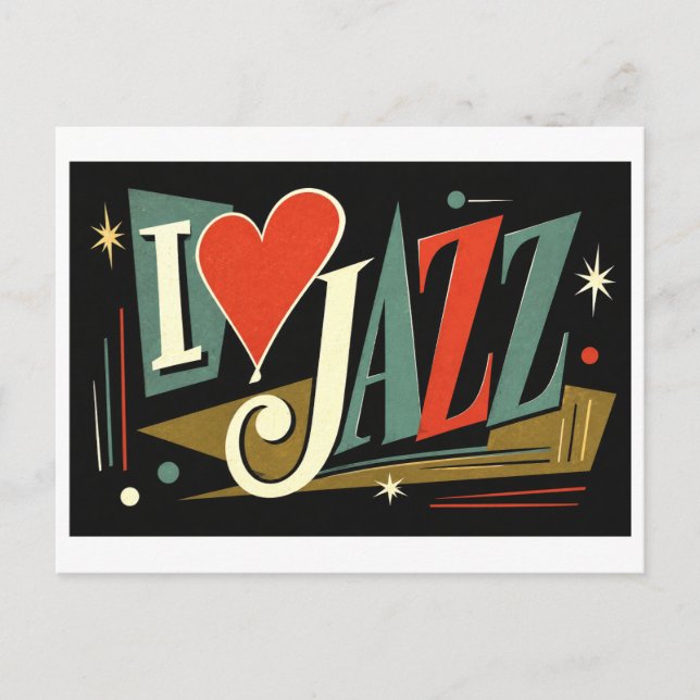 "Jag [Hjärta] Jazz" Vykort (Framsida)