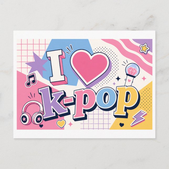 "Jag [Hjärta] K-Pop" Vykort (Framsida)