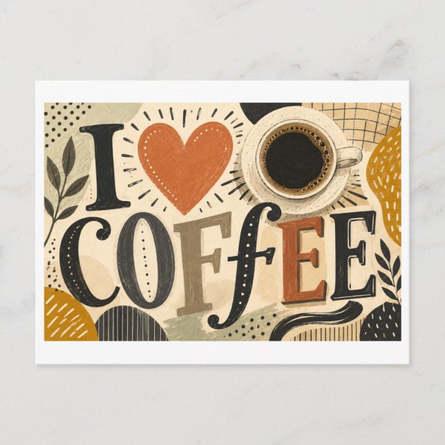Jag [Hjärta] Kaffe Vykort (Framsida)