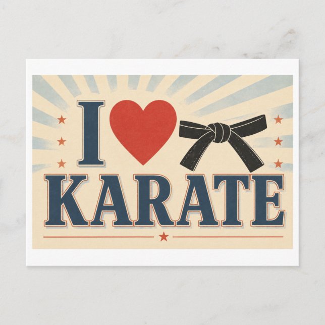 "Jag [Hjärta] Karate" Vykort (Framsida)
