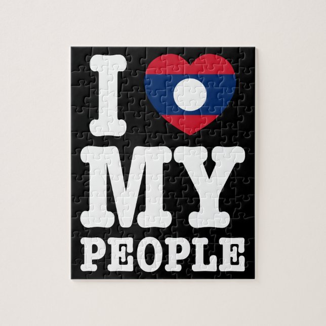 Jag hjärta (Kärlek) Mina lao-folk Pussel (Vertikal)