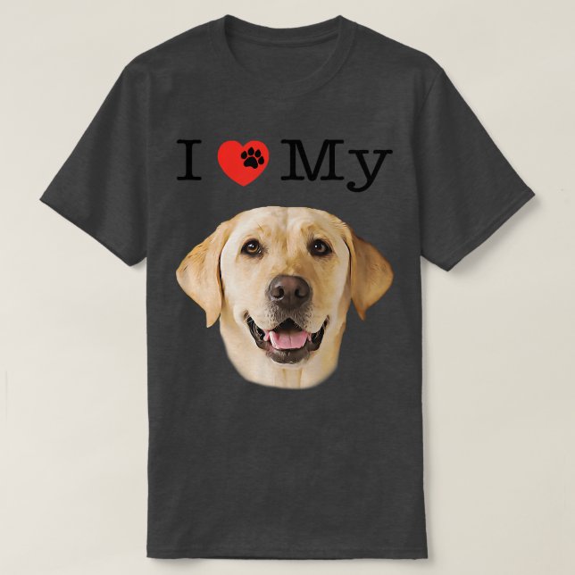 Jag hjärta Kärlek Mitt Gul lab Porträtt i Labrador T Shirt (Design framsida)