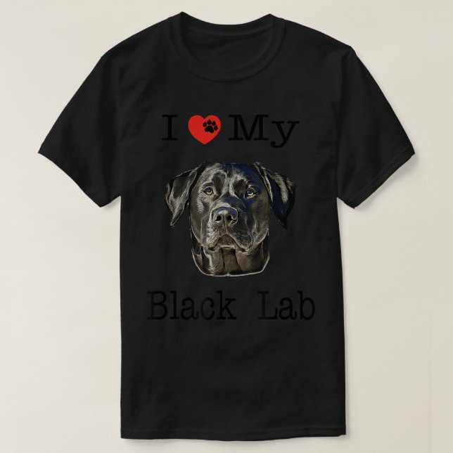 Jag hjärta Kärlek Mitt Svart lab Porträtt i Labrad T Shirt (Design framsida)