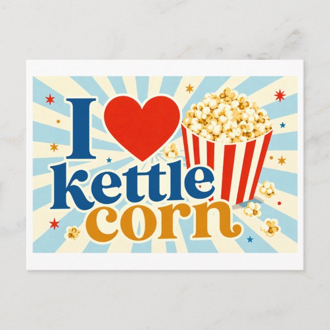 "Jag [Hjärta] Kettle Corn" Vykort (Framsida)