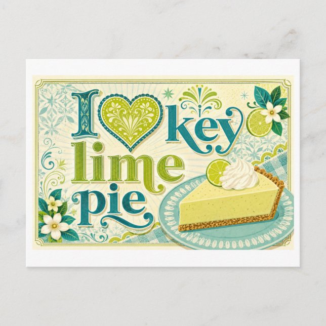 "Jag [Hjärta] Key Lime Paj" Vykort (Framsida)