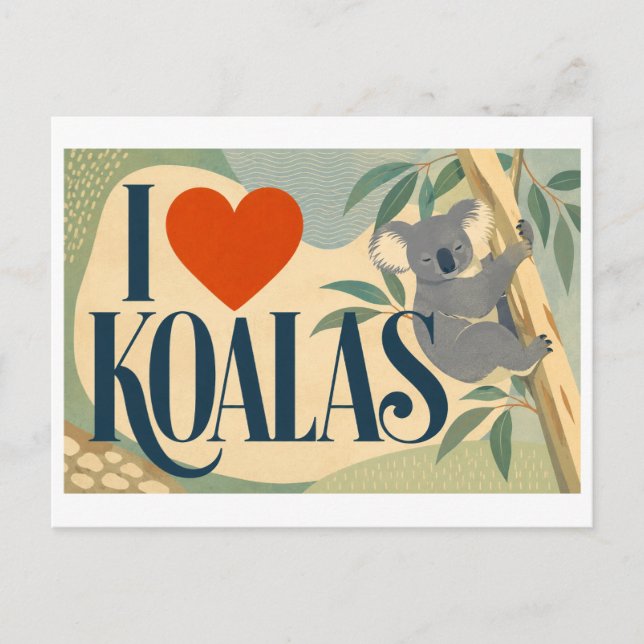 "Jag [Hjärta] Koalor" Vykort (Framsida)