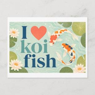 "Jag [Hjärta] Koi Fisk" Vykort