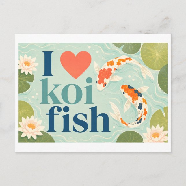"Jag [Hjärta] Koi Fisk" Vykort (Framsida)