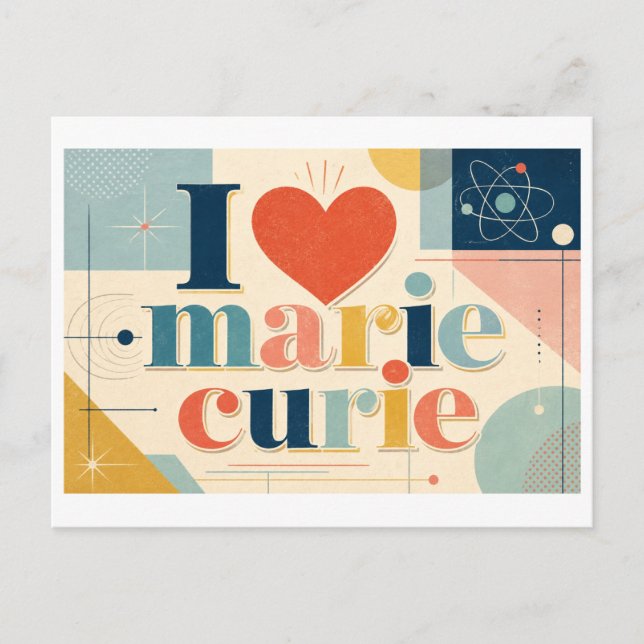 "Jag [Hjärta] Marie Curie" Vykort (Framsida)