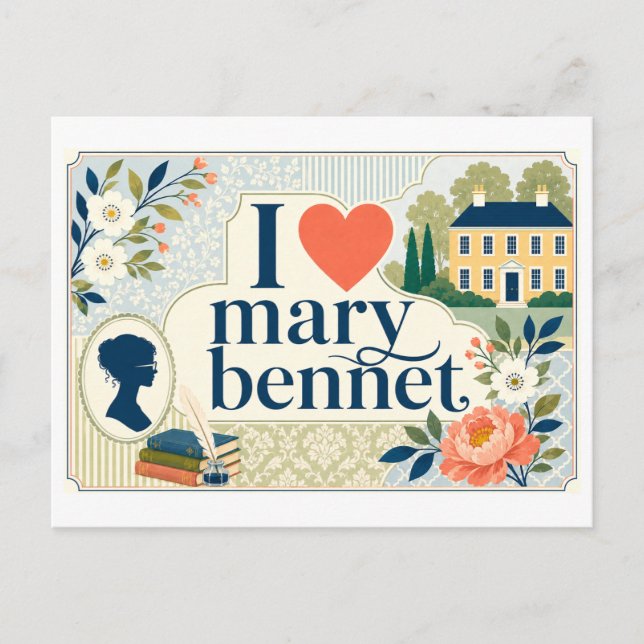 "Jag [hjärta] Mary Bennet" Vykort (Framsida)