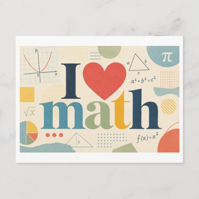 "Jag [Hjärta] Matematik" Vykort (Framsida)
