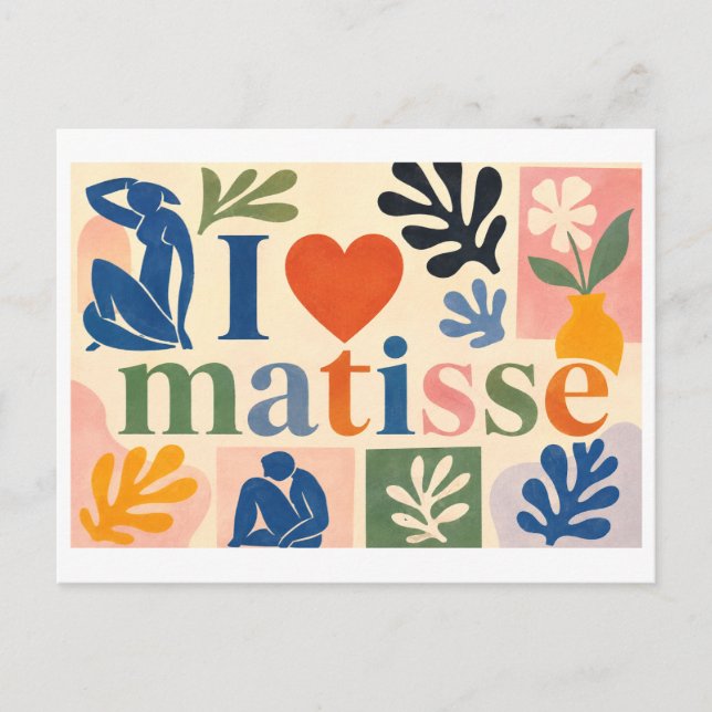 "Jag [Hjärta] Matisse" Vykort (Framsida)