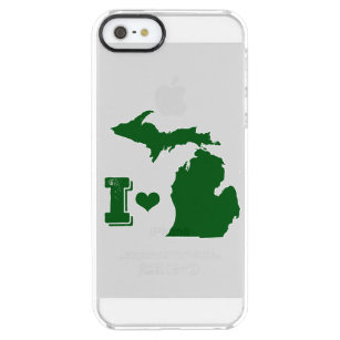 Jag hjärta Michigan Grönt Clear iPhone SE/5/5s Skal