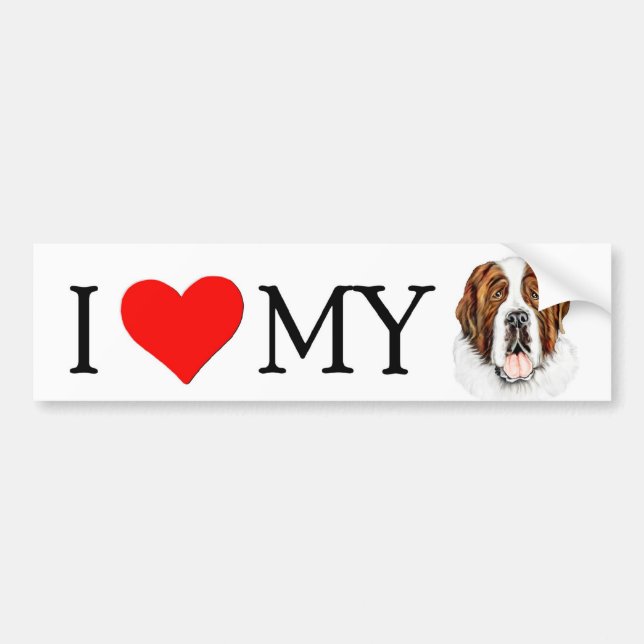 Jag (hjärta) min sanna Bernard Bumper Sticker Bildekal (Framsidan)