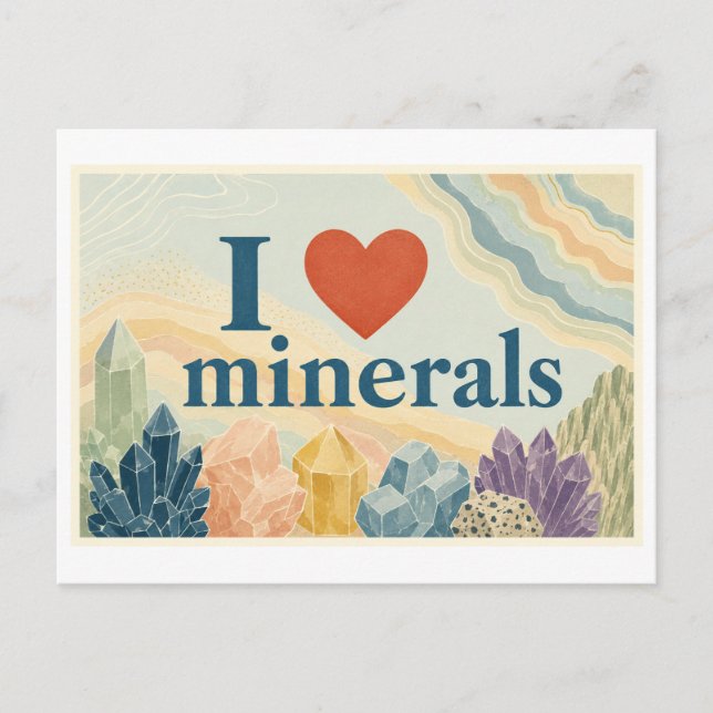 "Jag [Hjärta] Mineraler" Vykort (Framsida)