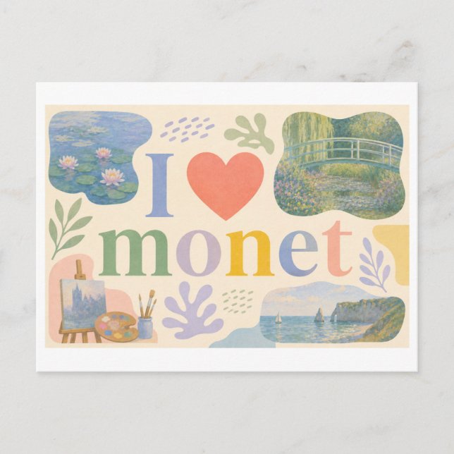 "Jag [Hjärta] Monet" Vykort (Framsida)