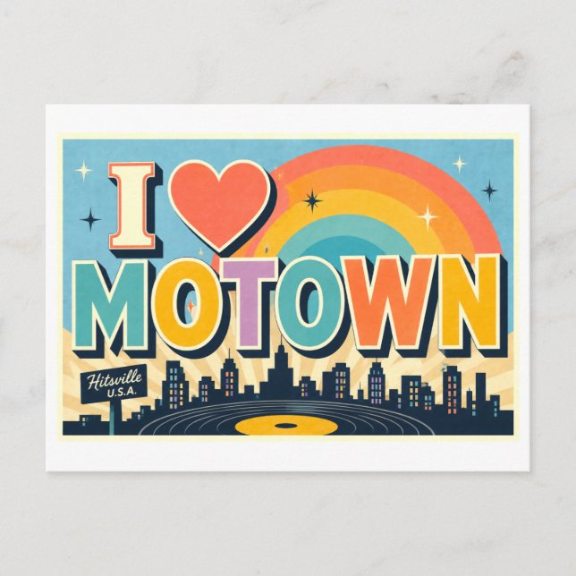 "Jag [Hjärta] Motown" Vykort (Framsida)