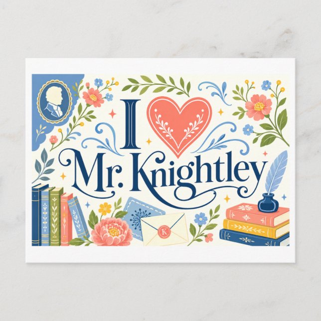 "Jag [Hjärta] Mr. Knightley" Vykort (Framsida)
