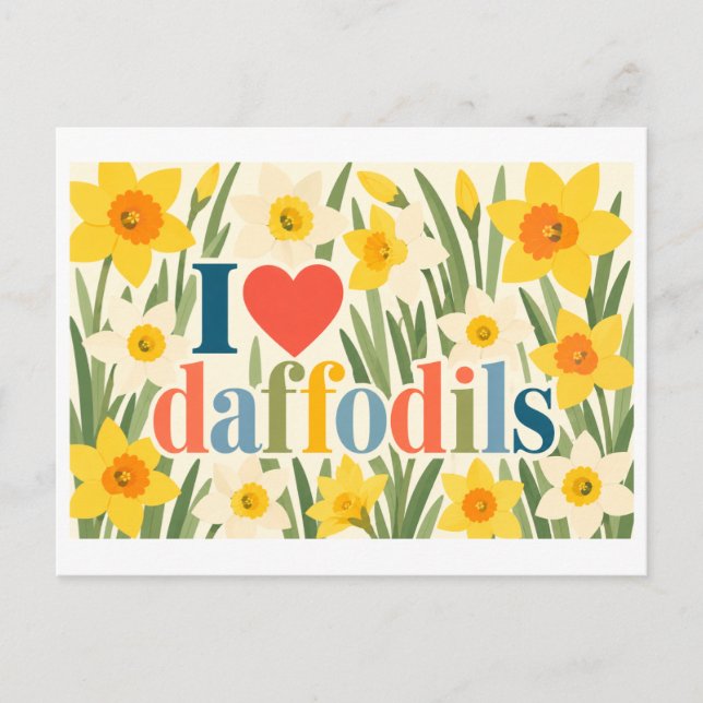 "Jag [Hjärta] Narcisser" Vykort (Framsida)