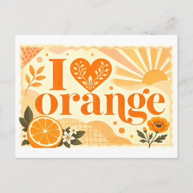 "Jag [Hjärta] Orange" Vykort (Framsida)