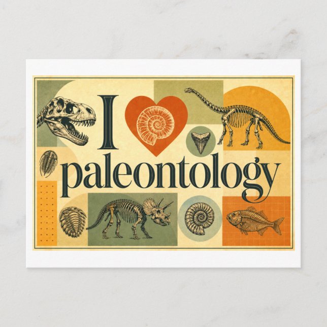 "Jag [Hjärta] Paleontologi" Vykort (Framsida)