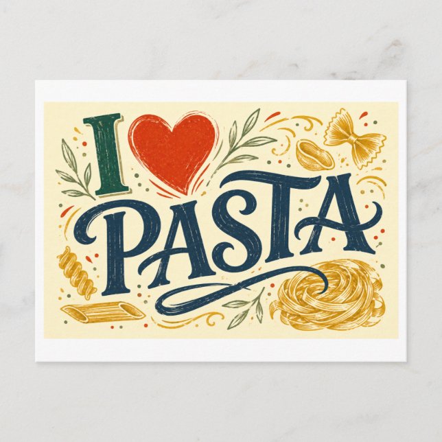 Jag [Hjärta] Pasta Vykort (Framsida)