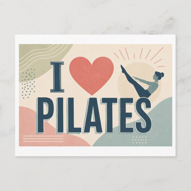 "Jag [Hjärta] Pilates" Vykort (Framsida)