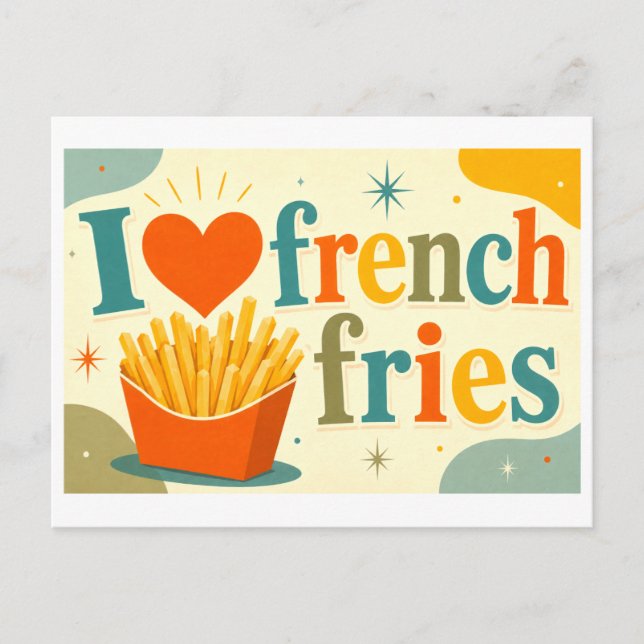"Jag [Hjärta] pommes frites" Vykort (Framsida)