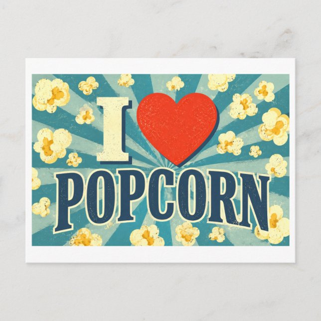 "Jag [Hjärta] Popcorn" Vykort (Framsida)