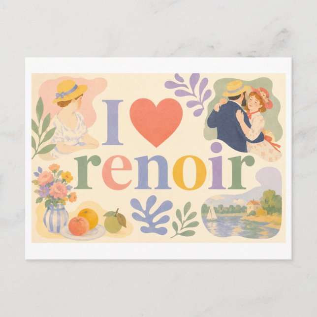 "Jag [Hjärta] Renoir" Vykort (Framsida)