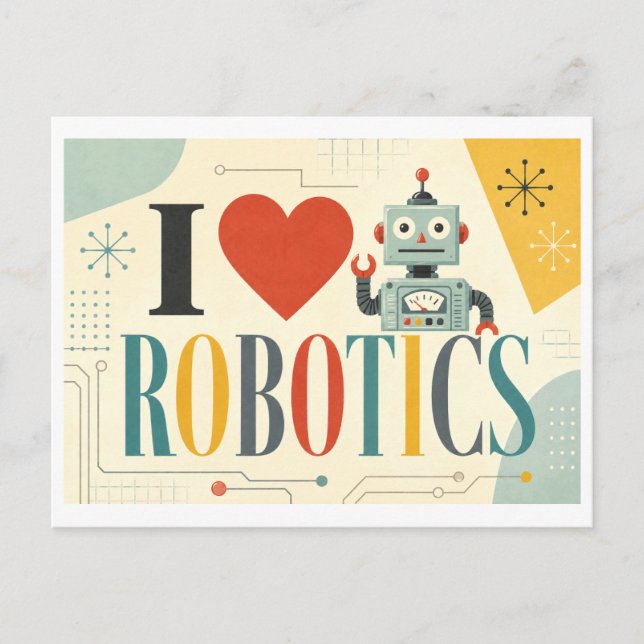 "Jag [Hjärta] Robotteknik" Vykort (Framsida)