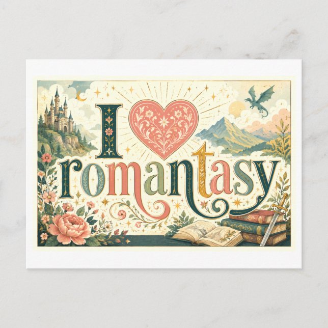 "Jag [Hjärta] Romantasy" Vykort (Framsida)