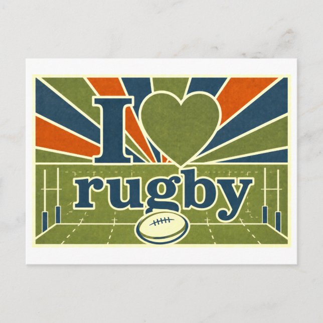 "Jag [Hjärta] Rugby" Vykort (Framsida)