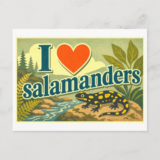 "Jag [Hjärta] Salamandrar" Vykort (Framsida)