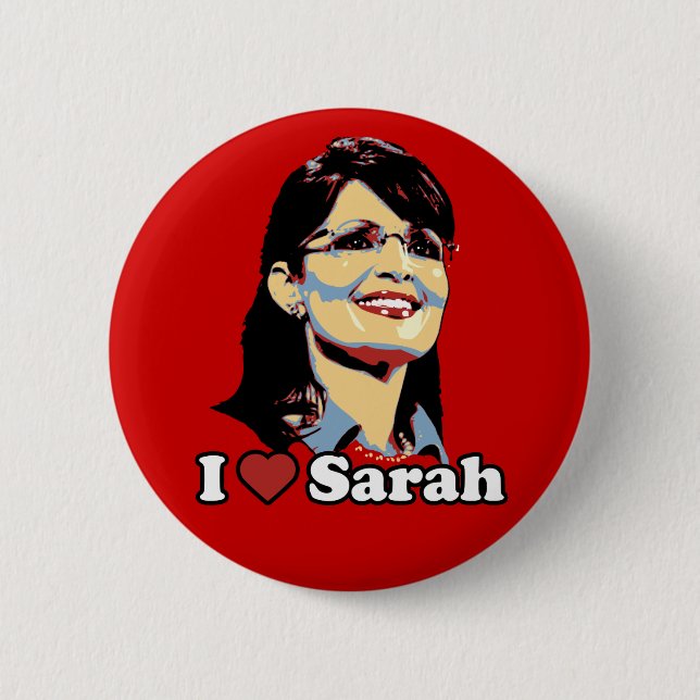 Jag hjärta Sarah Palin knäppas färg Knapp (Framsida)