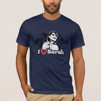 Jag hjärta Sarah virvlar runt röd b/w Tee Shirt