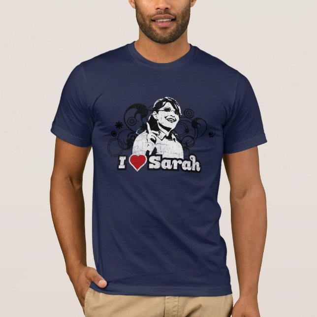 Jag hjärta Sarah virvlar runt röd b/w Tröja (Framsida)