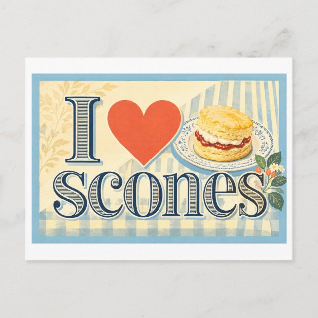 "Jag [hjärta] scones" Vykort (Framsida)