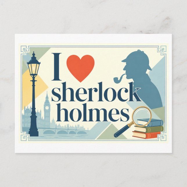 "Jag [Hjärta] Sherlock Holmes" Vykort (Framsida)