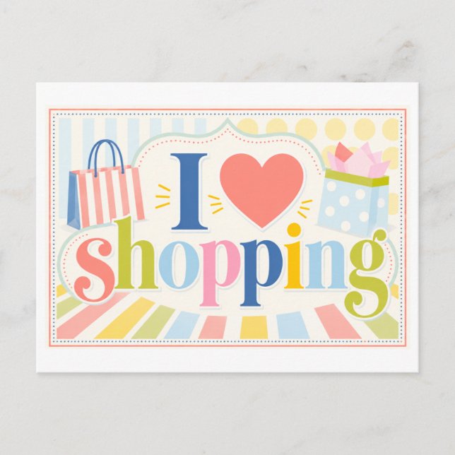 "Jag [Hjärta] Shopping" Vykort (Framsida)