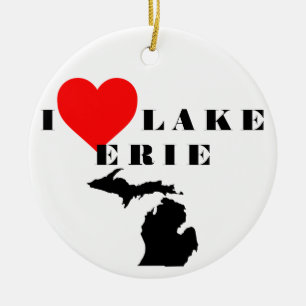Jag hjärta Sjö Erie Michigan pride Underbara Sjö s Julgransprydnad Keramik