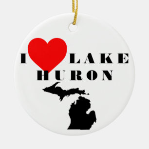Jag hjärta sjö Huron Michigan Julgransprydnad Keramik
