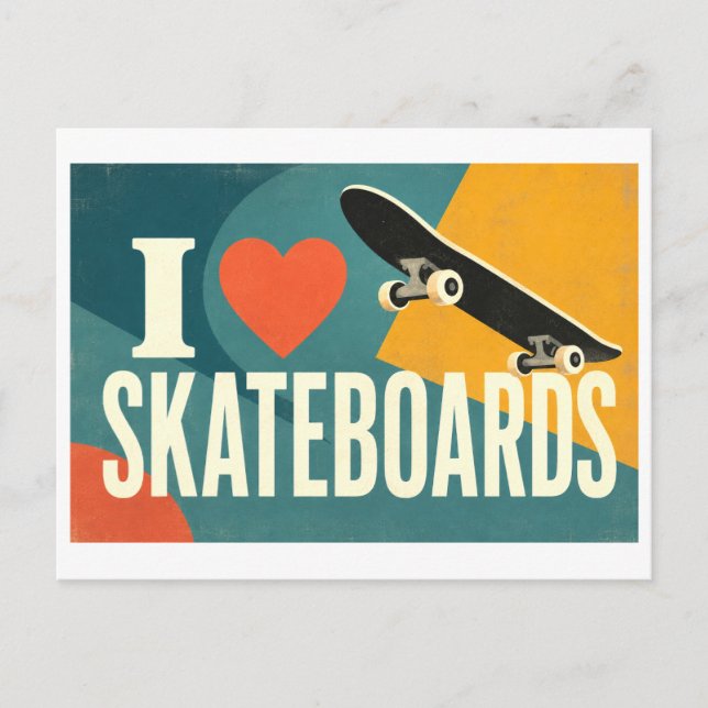 "Jag [Hjärta] Skateboard" Vykort (Framsida)