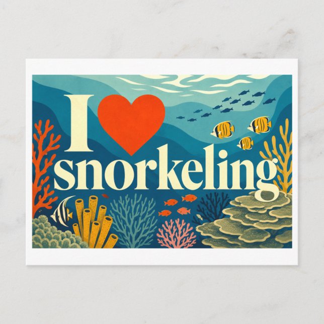 "Jag [Hjärta] Snorkling" Vykort (Framsida)