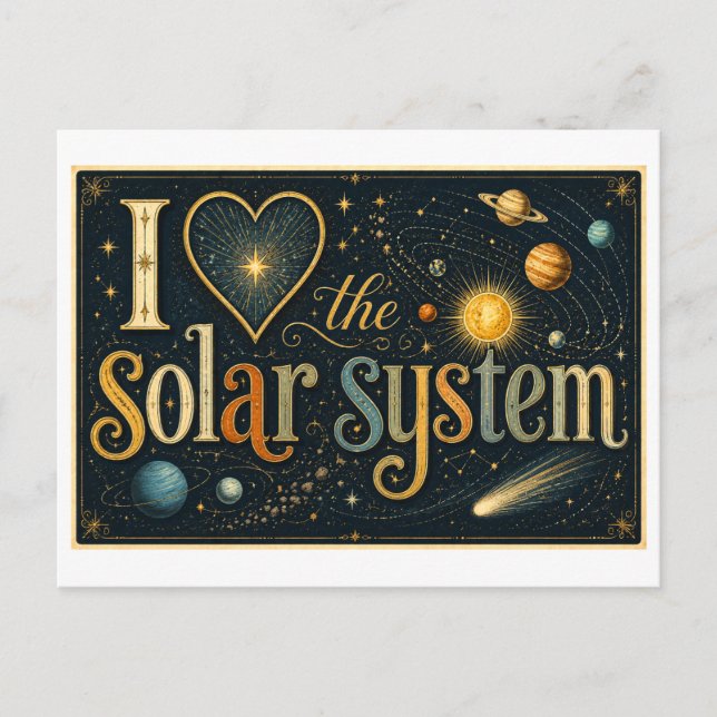 "Jag [Hjärta] solsystemet" Vykort (Framsida)