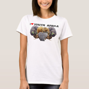 Jag hjärta South Afrika Elephant Emblem T Shirt
