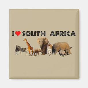 Jag hjärta South Afrika Wildlife Collage Magnet