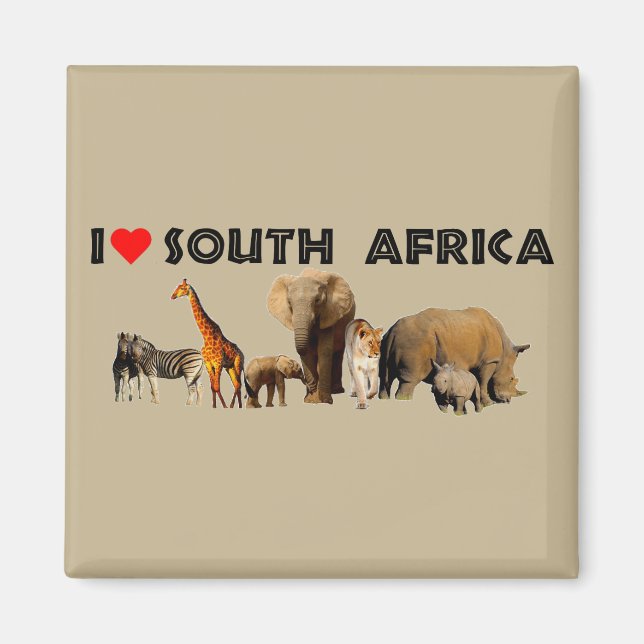Jag hjärta South Afrika Wildlife Collage Magnet (Framsidan)