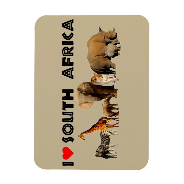 Jag hjärta South Afrika Wildlife Collage Magnet (Vertikal)